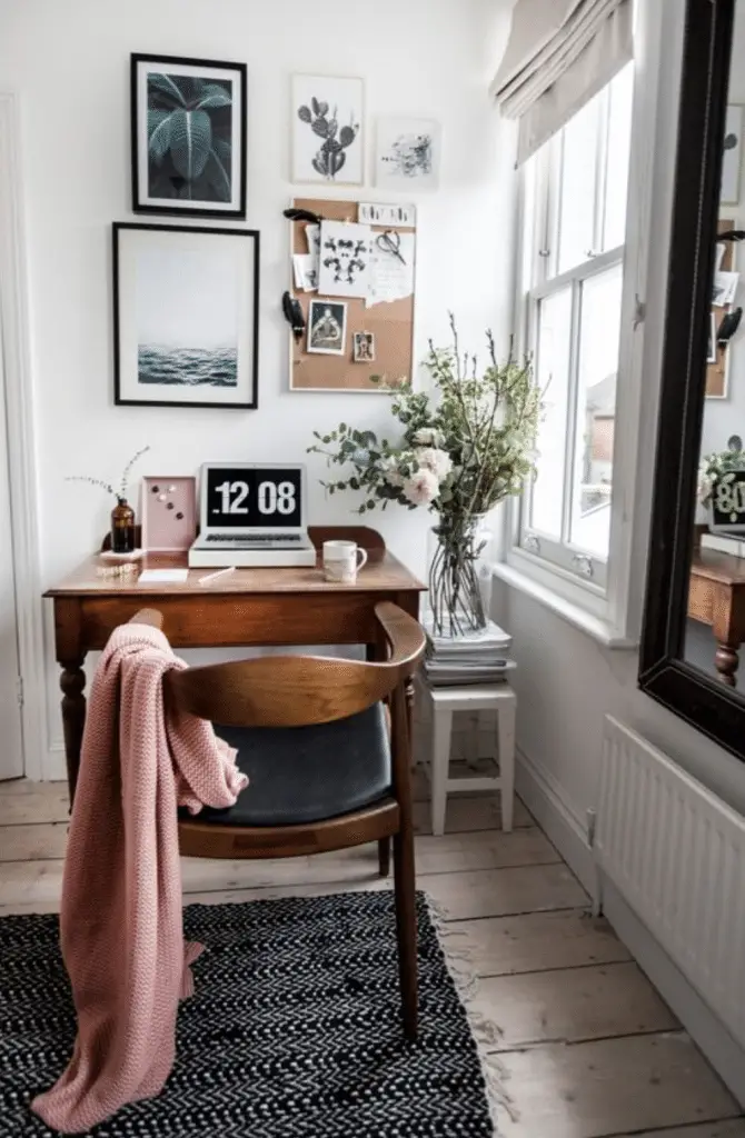 small desk in shed